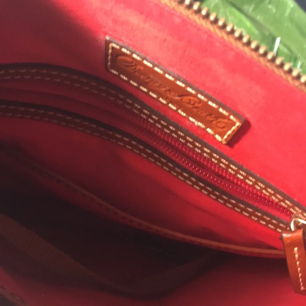 Dooney & Bourke Black and Brown Contrast Pebble Grain Leather Crossbody Bag